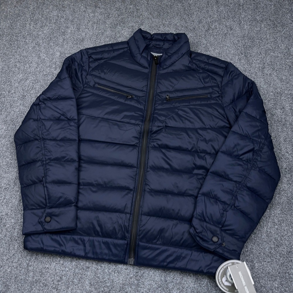 NEW Michael Kors Puffer Jacket Men's Large Midnight Navy Blue Quilted Full Zip